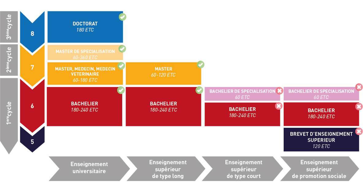 Représentation visuelle les diplômes qui peuvent être introduits, uniquement s'ils sont requis pour la fonction